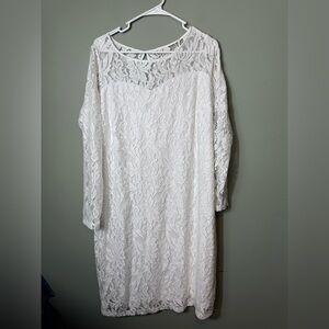 Jessica London Women's Plus Size Stretch Lace Shift Dress White Size 14W‎